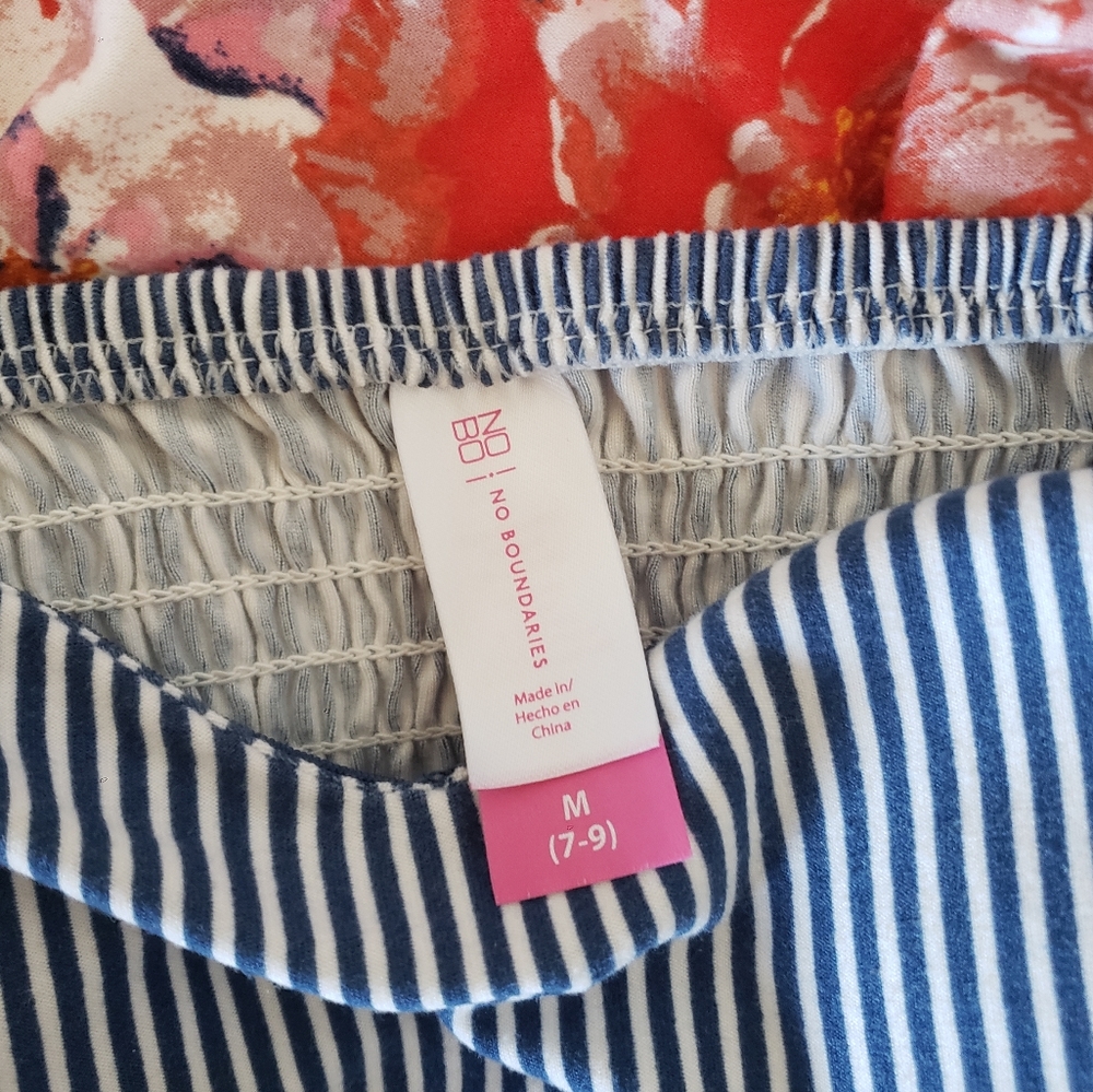 Blue Striped Floral Dress with Removable Straps - Picture 13 of 16